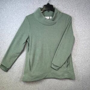 D & Co. Sweatshirt Womens S Green Cowl Neck Pullover Long Sleeve Cozy Casual Top